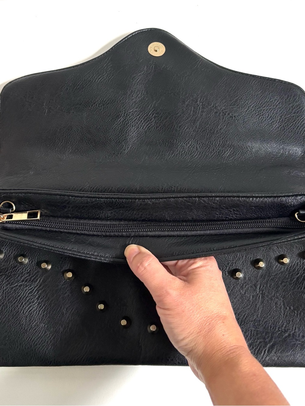 Torrid leopard face studded clutch black faux leather - Picture 7 of 9
